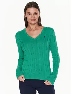 Swetry damskie - Polo Ralph Lauren Sweter 211891641005 Zielony Slim Fit - grafika 1