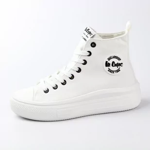 Białe tekstylne trampki damskie na platformie LEE COOPER 1627L - Lee Cooper - Trampki damskie - miniaturka - grafika 1