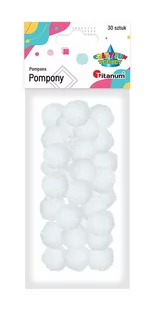 Titanum Pompony poliestrowe 25 mm białe 30 szt. - Zabawki kreatywne - miniaturka - grafika 1