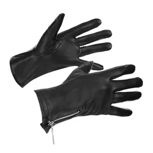Rękawiczki - Rękawiczki skórzane damskie czarne polar BELTIMORE s/m czarny - grafika 1