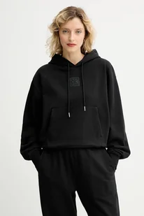 Calvin Klein bluza damska kolor czarny z kapturem gładka LV044D204G - Bluzy damskie - miniaturka - grafika 1