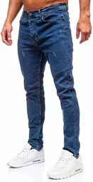 Spodnie męskie - Granatowe spodnie jeansowe męskie regular fit Denley 6312 - grafika 1