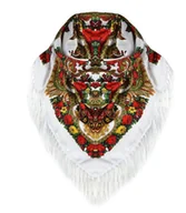 Apaszki i szaliki damskie - Piękna duża ludowa chusta FOLK frędzle - miniaturka - grafika 1