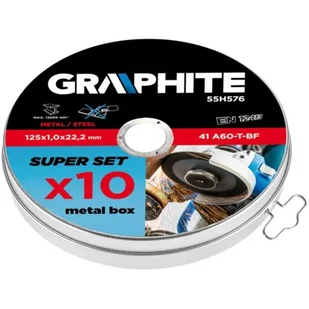 Graphite Tarcza tnąca do metalu 125 x 1.0 x 22.2 mm, 41 A60-T-BF, 10 szt. TOP-55H576 - Tarcze do pił - miniaturka - grafika 1