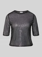 Koszulki i topy damskie - T-shirt o kroju shaped fit z cekinowym obszyciem model ‘JACK’ - miniaturka - grafika 1