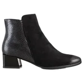 Botki damskie - Botki Z Wstawką Snake Print VINCEZA czarne - Vinceza - miniaturka - grafika 1