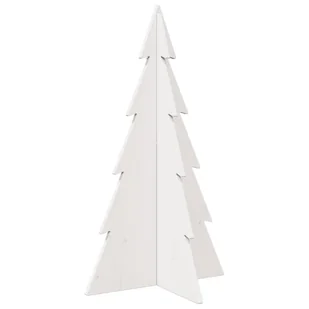 vidaXL Drewniana choinka do udekorowania, biała, 80 cm, sosnowa - Choinki - miniaturka - grafika 1