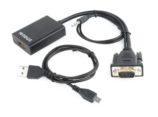 Gembird Konwerter VGA do HDMI 15 cm czarny A-VGA-HDMI-01 - Złącza, przejściówki, adaptery - miniaturka - grafika 7