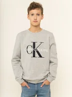 Bluzy dla chłopców - Calvin Klein Jeans Bluza Monogram Logo IU0IU00069 Szary Regular Fit - miniaturka - grafika 1