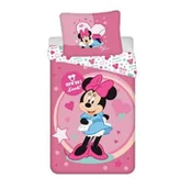 Pościel dla dzieci - Jerry Fabrics Pościel dziecięca 140x200 Myszka Mini Minnie Mouse 9503 różowa amarantowa w groszki poszewka 70x90 - miniaturka - grafika 1