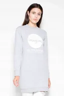 Bluzy damskie - długa BLUZA damska BEZ KAPTURA z nadrukiem szara S/M - miniaturka - grafika 1