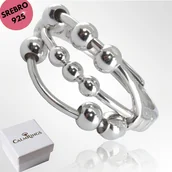 Pierścionki - Elegancki pierścionek SREBRO 925 z antystresowymi ruchomymi kulkami, regulowany rozmiar [Regulowany] - miniaturka - grafika 1