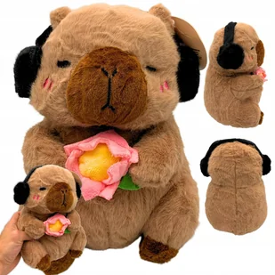 Maskotka Pluszak Kapibara Zimowa Nauszniki Kwiat Przytulanka Pluszowa 25cm - Maskotki i pluszaki - miniaturka - grafika 1