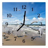 Zegary - Zegar szklany ścienny Cichy Mewy plażowe Krajobraz - miniaturka - grafika 1