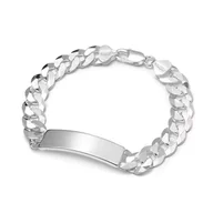 Bransolety męskie - Srebrna bransoletka męska masywna pancerka z blaszką 23 cm - miniaturka - grafika 1