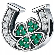 Bransoletki - Charms zawieszka srebrna charms koniczyna podkowa beads rodowany - miniaturka - grafika 1