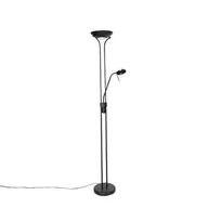 Lampy stojące - QAZQA Nowoczesna lampa podłogowa czarna z lampką do czytania  w tym LED przyciemniona do ciepłej - Diva - miniaturka - grafika 1