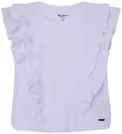 Koszulki dla dziewczynek - Pepe Jeans Koszulka dziewczęca Nicolasa, biały, 16 lat - miniaturka - grafika 1