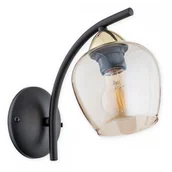 Lampy ścienne - Lemir Maral kinkiet 1 pł. / czarny matowy + złoty + bursztyn O3070 K1 CZA + ZL O3070 K1 CZA + ZL - miniaturka - grafika 1