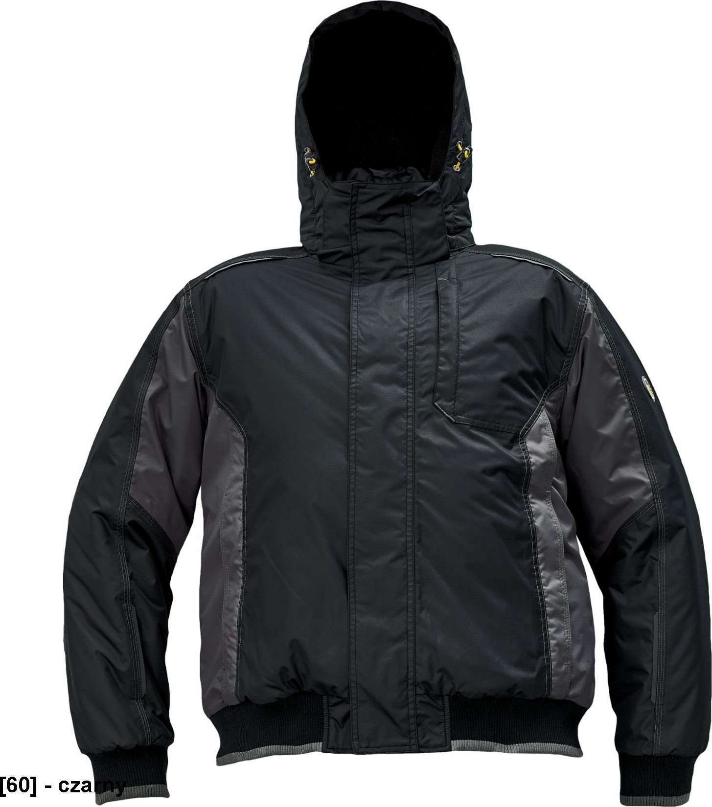 CERVA DAYBORO pilot kurtka - męska kurtka pilotka, odpinany kaptur, polar kołnierz i w kapturze, odblaskowe elementy, 100% poliester - czarny S