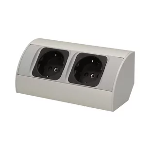 Orno Gniazdo meblowe 2x2P+Z, srebrne, schuko OR-AE-1303/G(GS) - Gniazdka elektryczne - miniaturka - grafika 1