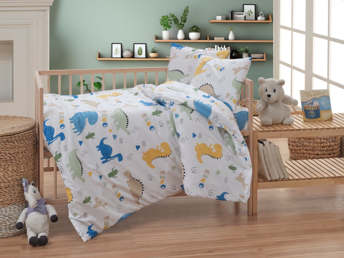 Pościel dziecięca z krepy 140x200, 70x90cm Dino