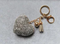 Breloki - Brelok Serce Breloczek Z Cyrkoniami Szare Srebrne - miniaturka - grafika 1