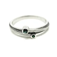 Pierścionki - Pierścionek srebrny z topazem i szmaragdem - miniaturka - grafika 1