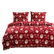 Pościel - Pościel polarowa XmasCozy 220x200 welur świąteczna czerwona biała mikołaje - miniaturka - grafika 1
