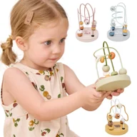 Zabawki interaktywne dla dzieci - DLA NAJMŁODSZYCH DREWNIANY PORĘCZNY LABIRYNT1SZT - miniaturka - grafika 1