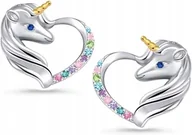 Biżuteria dla dzieci - SREBRNE KOLCZYKI SZTYFTY DLA DZIEWCZYNKI JEDNOROŻCE, KOLCZYKI WKRĘTKI - miniaturka - grafika 1