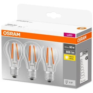 Osram Żarówka LED filament E27 6W, ciepła biel, 3 szt. - Żarówki LED - miniaturka - grafika 1