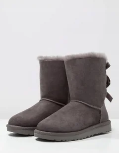 UGG BAILEY ŚNIEGOWCE SZARE OCIEPLANE NA ZIMĘ SKÓRZANE MODNE KOKARDY 37 JKA - Botki damskie - miniaturka - grafika 1