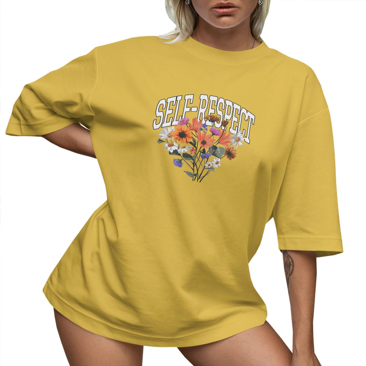 T-Shirt Oversize Luźna Koszulka Kwiaty Basic S Sukienka Jakość