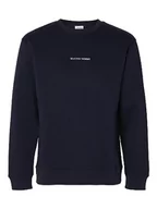 Bluzy męskie - SELECTED HOMME Męska bluza haftowana, niebieski, L - miniaturka - grafika 1