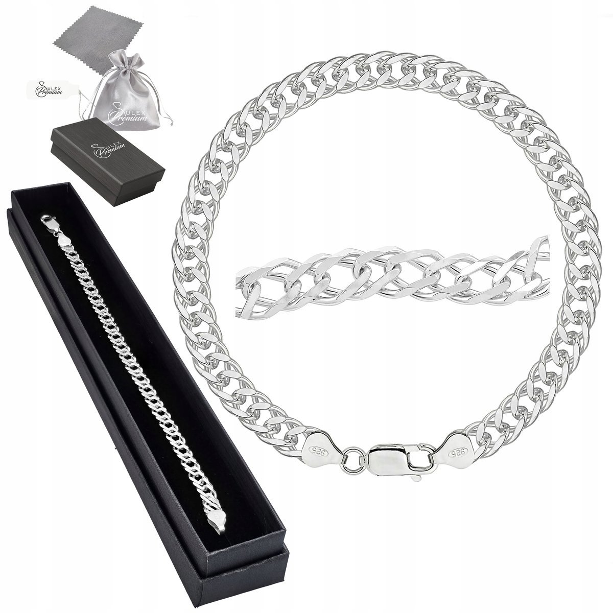 Bransoletka Rombus Srebro pr. 925 Elegancka Męska Rombo 19 cm x 6 mm