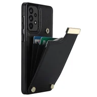 Etui i futerały do telefonów - Do Samsung Galaxy A53 5G Pokrowiec Stylowy metalowy wystrój TPU + skórzany uchwyt na kartę Etui na telefon komórkowy Czarny - miniaturka - grafika 1