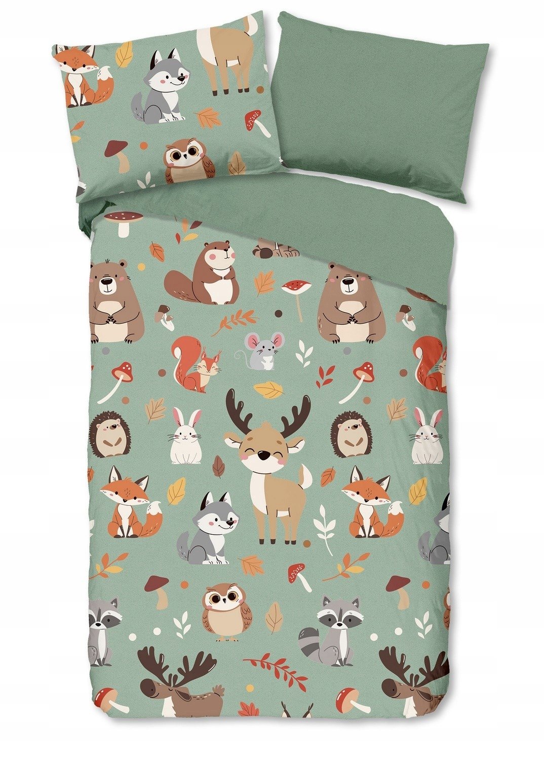 Pościel bawełniana dziecięca 140x200 zwierzęta leśne miś lisek jelonek sowa