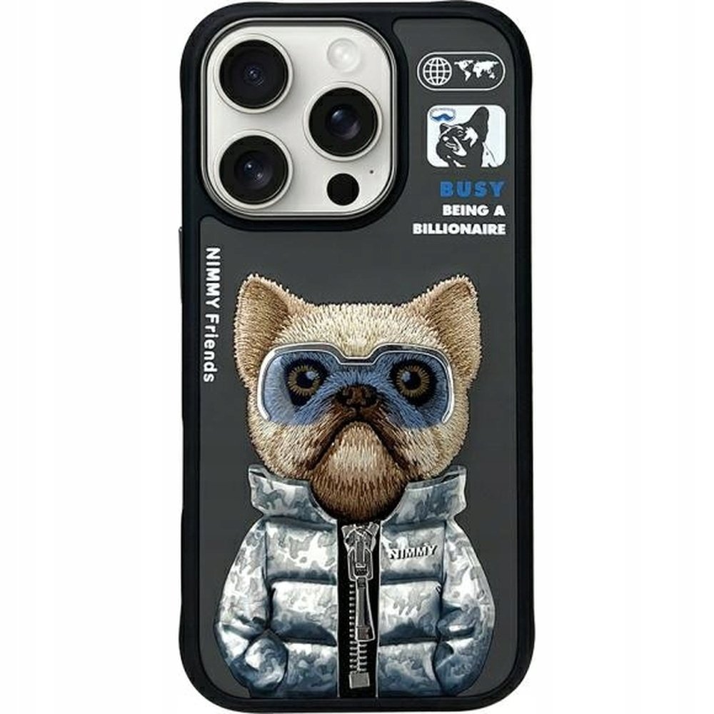 Nimmy Etui Cool&Cute 2.0 Dog do iPhone 16 Pro Max, czarne z pieskiem