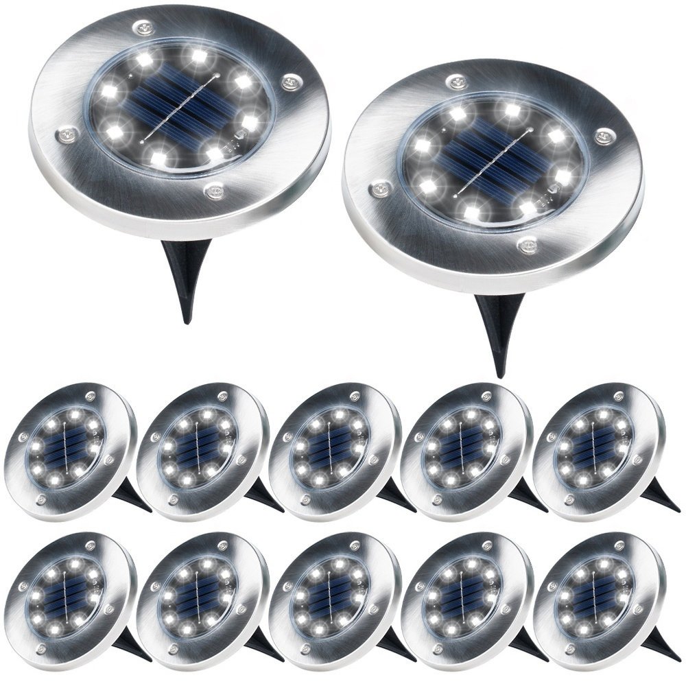 Artemis 12X Lampa Ogrodowa Solarna Lampki Wbijane Gruntowe Dysk Led Z Czujnikiem