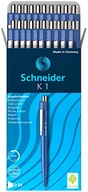 Pióra wieczne - Schneider K 1 739 chowany długopis kulkowy, nieusuwalny, opakowanie 20 sztuk, średnia stalówka, niebieski - miniaturka - grafika 1