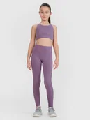 Spodnie i spodenki dla dziewczynek - 4F Legginsy sportowe szybkoschnące dziewczęce 4F JUNIOR x Anna Lewandowska - fioletowe 164 (13-14 lat) - miniaturka - grafika 1