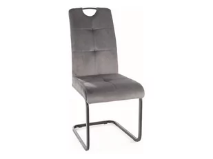 Krzesło tapicerowane na płozie AXO VELVET szare Signal - Krzesła - miniaturka - grafika 1