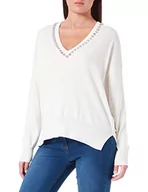 Swetry damskie - Replay Damski sweter DK1460, 001 biały, L - miniaturka - grafika 1