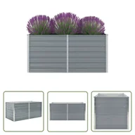 Donice - The Living Store Donica ogrodowa - 160 x 80 x 77 cm - stal galwanizowana - szara - Skrzynia Do Podniesionej Grządki - miniaturka - grafika 1