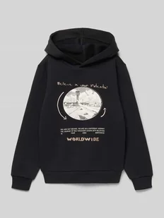 Bluza z kapturem o kroju regular fit z mieszanki bawełny - Swetry dla chłopców - miniaturka - grafika 1