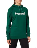Bluzy damskie - Hummel Hummel Hmlgo Cotton bluza damska z kapturem z logo zielony Evergreen X-S 203517-6140 - miniaturka - grafika 1