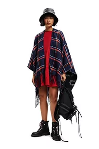 Desigual Poncho_Mix Cuadros P, niebieski, jeden rozmiar dla kobiet, Niebieski, rozmiar uniwersalny - Kurtki damskie - miniaturka - grafika 1