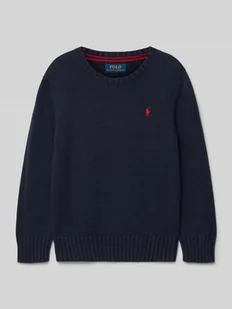 Sweter z dzianiny z wyhaftowanym logo - Swetry dla chłopców - miniaturka - grafika 1