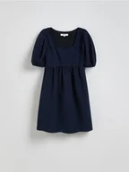 Sukienki - Reserved - Gładka sukienka mini - granatowy - miniaturka - grafika 1